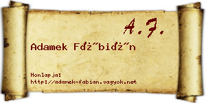 Adamek Fábián névjegykártya